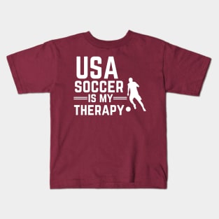 Usa Soccer Is My Therapy Kids T-Shirt